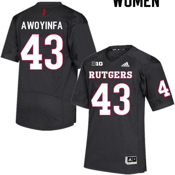 Women #43 Dami Awoyinfa Rutgers Scarlet Knights College Football Jerseys Sale-Black - Click Image to Close